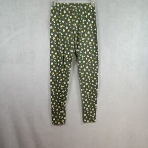 Old Navy Womens Small Green Floral Cotton Spandex High Rise Leggings Pants